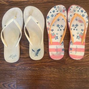 2 pairs American Eagle Flip-flops size 7.5